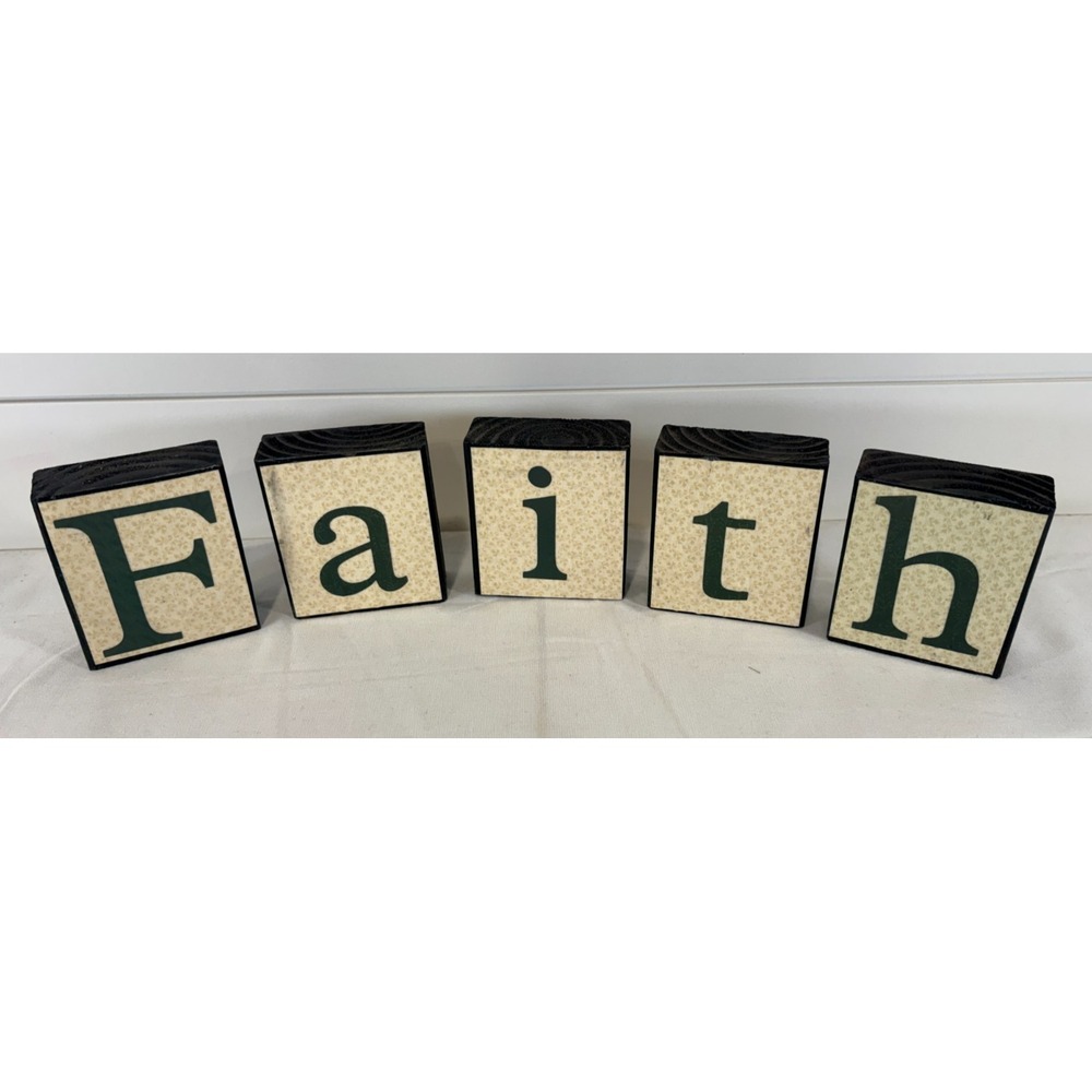 Handmade Faith Blocks Word Block Christian Religious Inspiration Decor